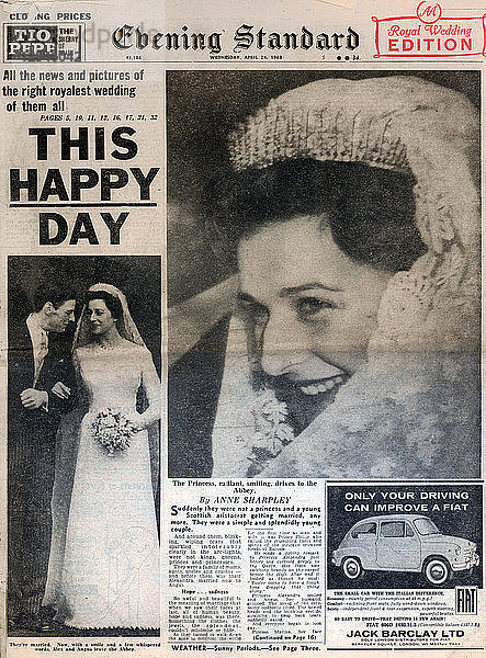 Heirat von Prinzessin Alexandra und Angus Ogilvy  24. April 1963. Künstler: Unbekannt