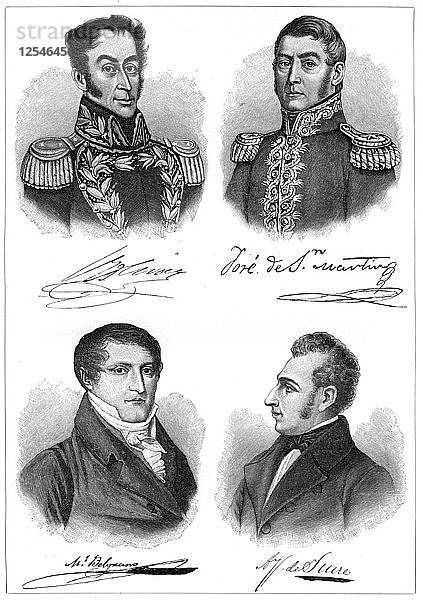 Die Helden der südamerikanischen Unabhängigkeit  (1901). Künstler: Unbekannt