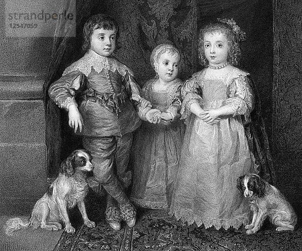 Die drei älteren Kinder von Karl I.  um 1640  (19. Jahrhundert)  Künstler: J Burnett