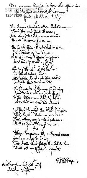 Gedicht von Dr. Doddridge  1746  (1840).Künstler: Philip Doddridge
