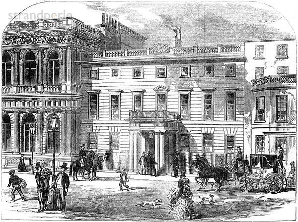 Das neue Büro des Kriegsministeriums  Buckingham House  Pall Mall  London  1855. Künstler: Unbekannt