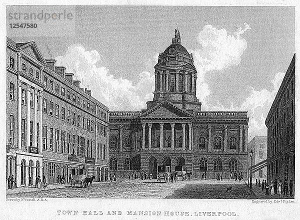 Rathaus und Herrenhaus  Liverpool  19. Jahrhundert Künstler: William Westall