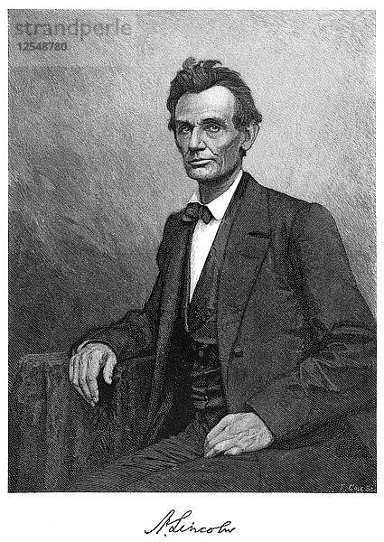 Abraham Lincoln (1809-1865)  US-Präsident  1860.Künstler: T Cole