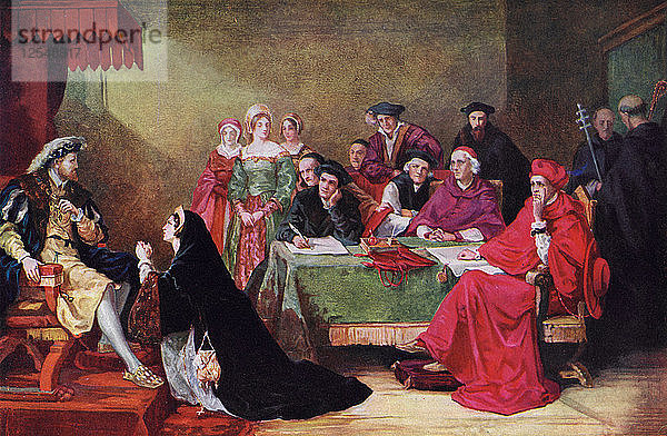 Der Prozess gegen Königin Catherine  19. Jahrhundert  (um 1920). Künstler: Henry Nelson ONeil