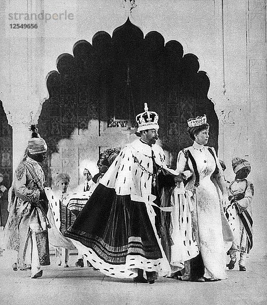 Georg V. und Königin Mary in Delhi  Indien  1911  (1935). Künstler: Unbekannt