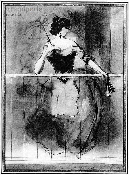 Dame auf einem Balkon  19. Jahrhundert  (1930) Künstler: Constantin Guys