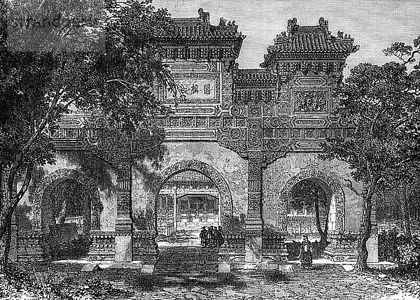Konfuzius-Tempel  Peking  China  19. Jahrhundert. Künstler: Therond