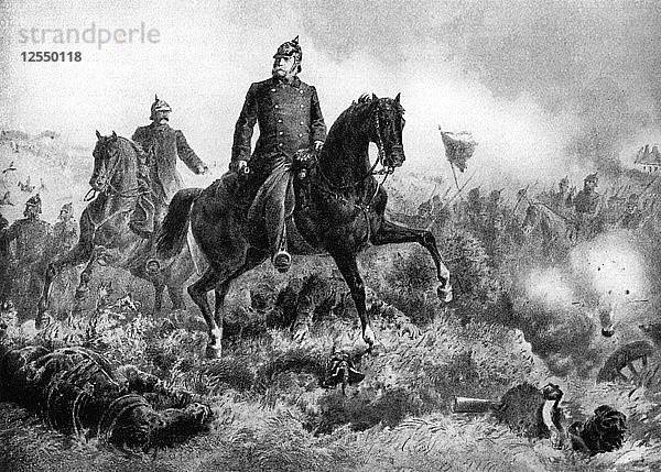 Wilhelm I. in der Schlacht von Sadowa  3. Juli 1866  (um 1920). Künstler: Unbekannt