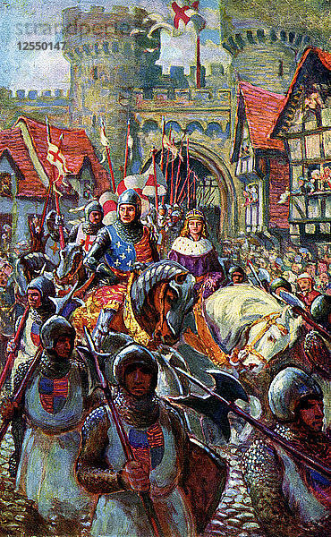 Edward V. reitet mit Herzog Richard in London ein  1483  (um 1920). Künstler: C. I. De Lacy