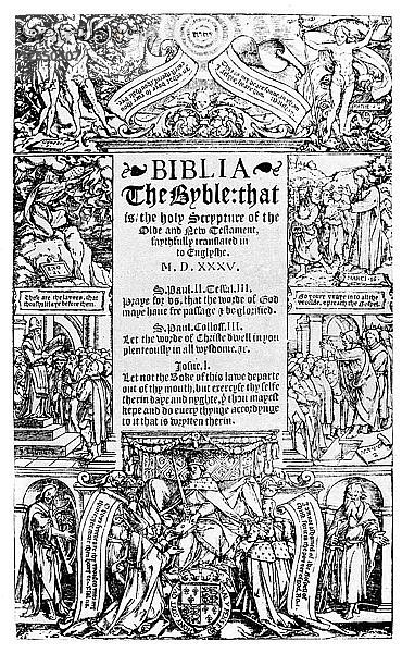 Titelblatt der Coverdale-Bibel  1535 (1926). Künstler: Unbekannt