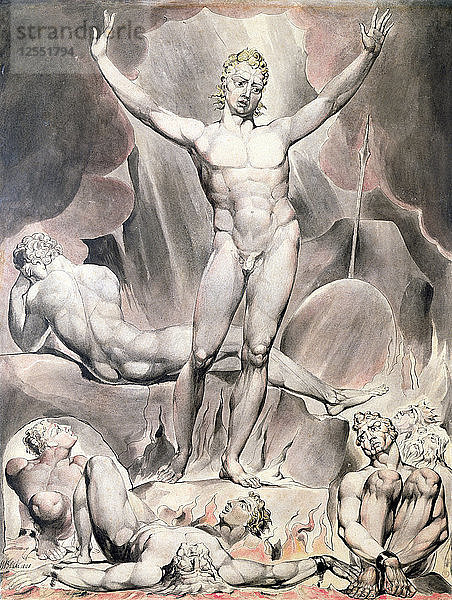 Satan erweckt die rebellischen Engel  1808. Künstler: William Blake