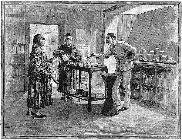 Teeverkostung in China  1888. Künstler: Unbekannt