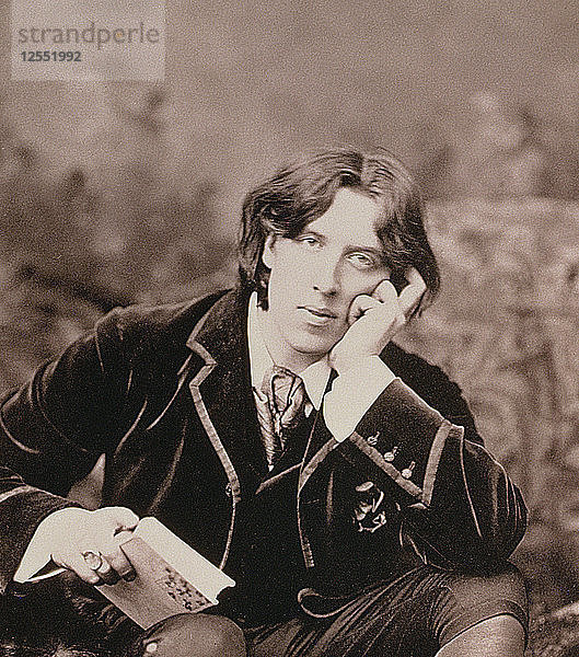 Oscar Wilde  in Irland geborener Dramatiker und Witzbold  1882. Künstler: Unbekannt