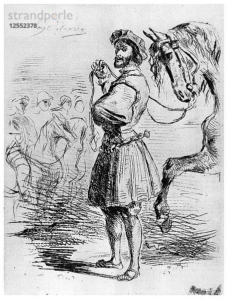 Cavalier Francais  um 1820-1860  (1924).Künstler: Eugène Delacroix