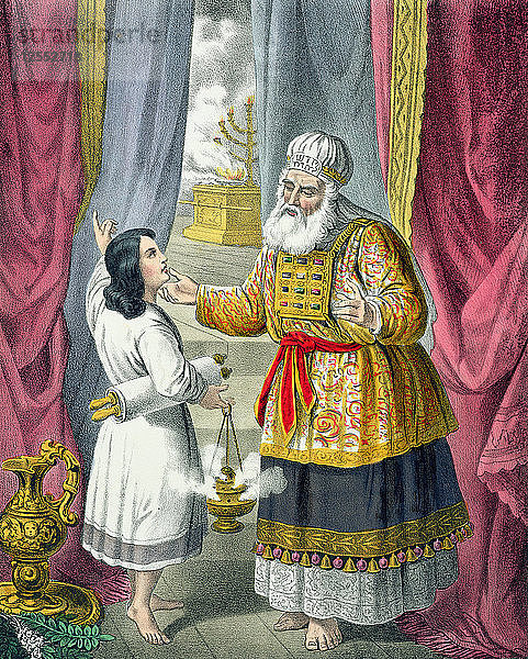 Eli befragt Samuel zu seiner Vision  1870er Jahre. Künstler: Siegfried Detlev Bendixen
