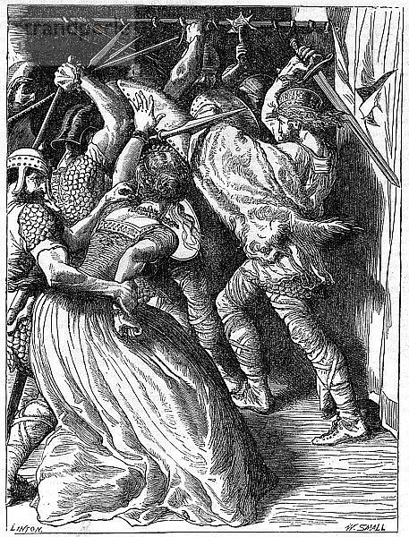 Die Ermordung von Cenulph (gest. 821)  König von Mercia (19. Jahrhundert) Künstler: W Small