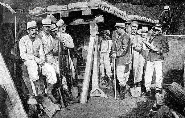 Französische Pioniere legen Minen  Frankreich  Erster Weltkrieg  1914. Künstler: Unbekannt