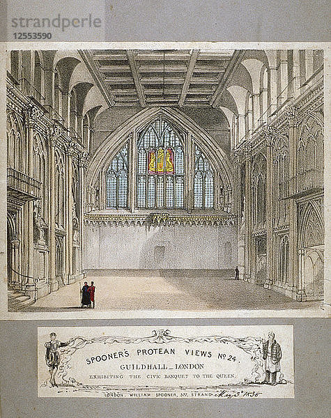 Innenansicht der Guildhall  City of London  1838. Künstler: Anon