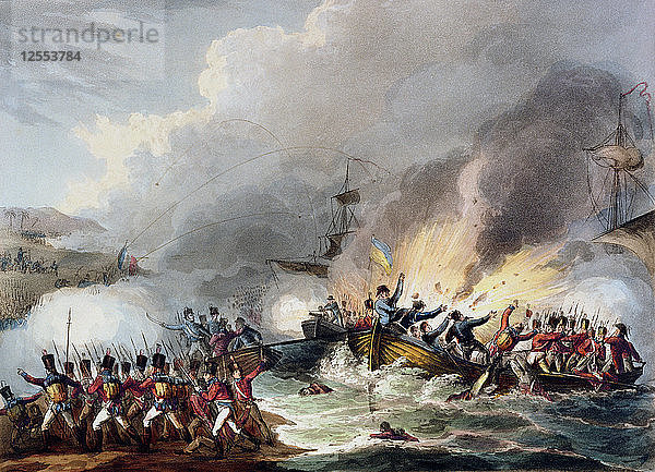 Landung der britischen Truppen in Ägypten  März 1801  1815. Künstler: Thomas Sutherland