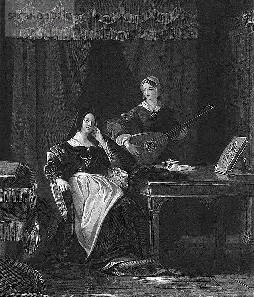 Königin Katherine  Königingemahlin von Heinrich VIII. von England  (19. Jahrhundert)  Künstler: Charles W. Sharpe