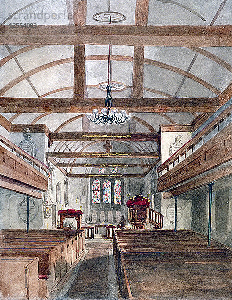 Innenansicht von St. Pancras Old Church  London  1853. Künstler: HC