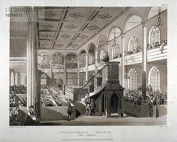 Kapelle der Philanthropic Society Institution  London Road  Southwark  London  1809. Künstler: Edward Blackburn