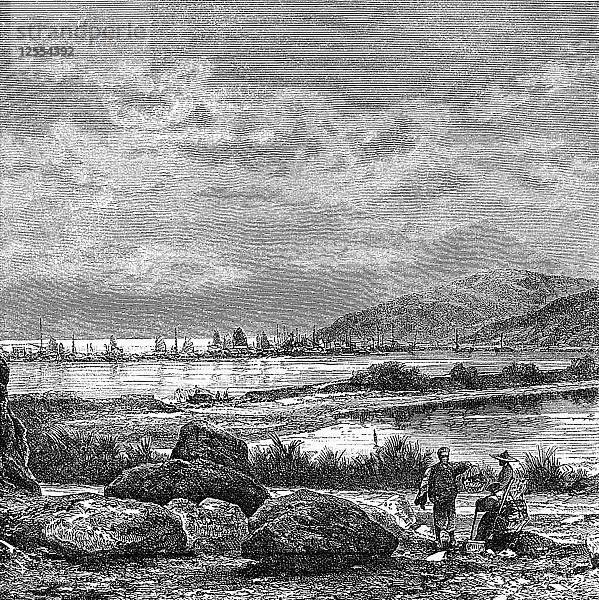 Hongkong  Blick von Kowlun  um 1890. Künstler: Unbekannt