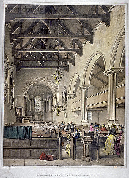 Innenansicht der St. Leonards Church  Bromley-by-Bow  London  um 1860. Künstler: George Hawkins