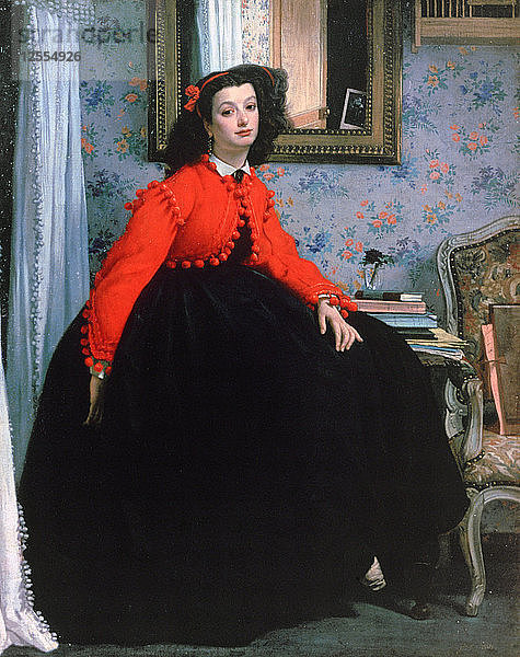 Porträt von Mlle L L  (Junge Dame in roter Jacke)  1864. Künstler: James Tissot