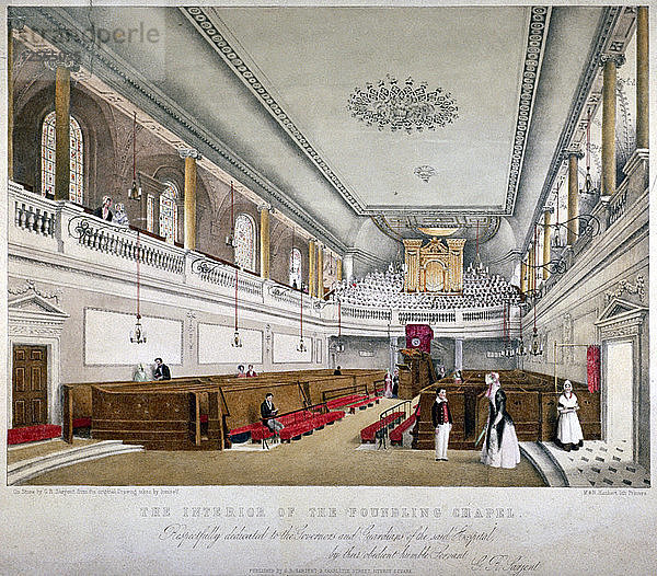 Innenansicht der Foundling Chapel  Guilford Street  St Pancras  London  um 1840. Künstler: GR Sarjent