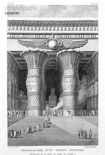 Künstlerische Nachbildung eines großen ägyptischen Tempels  1799. Künstler: Pierre Nicolas Ransonette