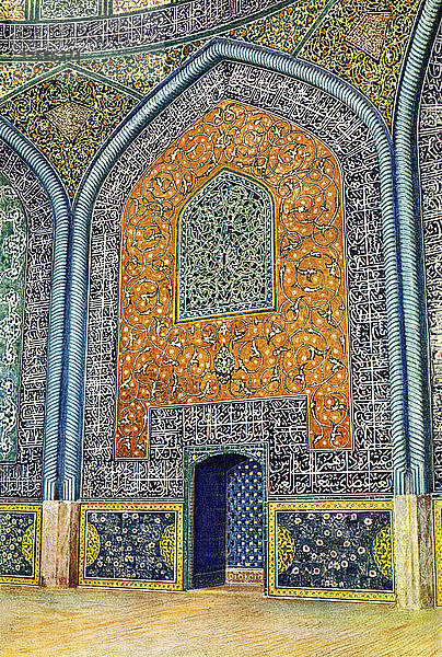 Wandtafel in der Moschee von Scheich Lutfullah  Isfahan  Iran  1931 Künstler: Harold E. Hare