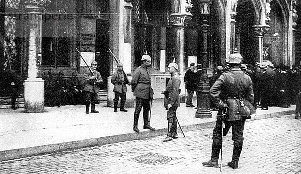 Deutsche Besetzung von Brüssel  Erster Weltkrieg  1914. Künstler: Unbekannt