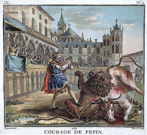 Die Courage des Pepin  1789. Künstler: Jean Baptiste Morret