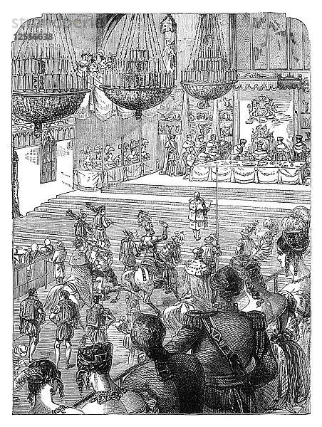 Ein Bankett in der Westminster Hall anlässlich der Krönung von König Georg IV.  1821 (um 1895). Künstler: Unbekannt