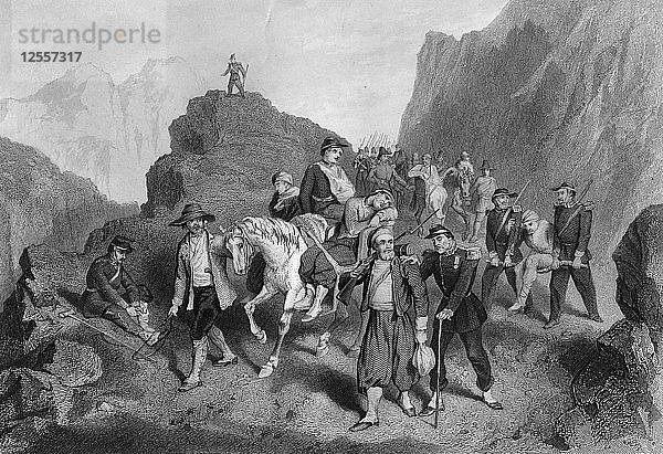 Abtransport von verwundeten Soldaten vom Schlachtfeld  Krimkrieg  (1857). Künstler: G. Großbach