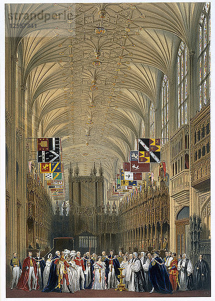 Königin Victoria und Prinz Albert bei einem Gottesdienst in der St. Georges-Kapelle  Schloss Windsor  1838. Künstler: James Baker Pyne