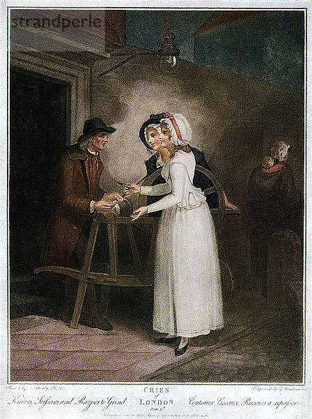 Messer  Scheren und Rasiermesser zum Schleifen  1795  (1929). Künstler: Giovanni Vendramini
