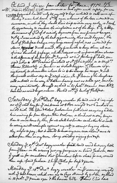 Eine Seite aus dem Tagebuch von John Newton  1750-1754 (1965). Künstler: Unbekannt
