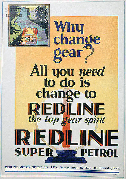 Red Line Benzinwerbung  1929. Künstler: Unbekannt