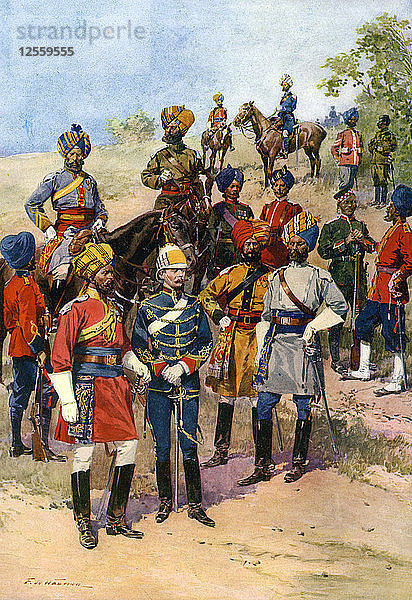 Die königseigenen Regimenter der indischen Armee  Künstler: Frederic de Haenen