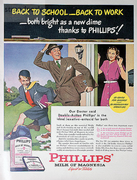 Werbung für Phillips-Magnesiamilch  1946. Künstler: Unbekannt