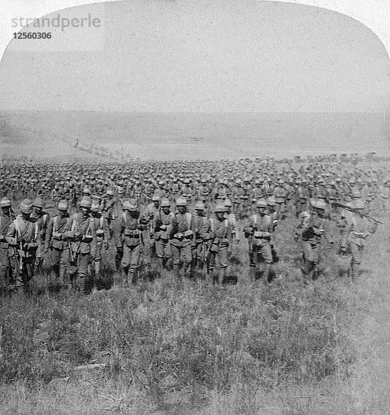 Die tapfere Gardebrigade beim Marsch auf Brandfort  Burenkrieg  Südafrika  1901. Künstler: Underwood & Underwood