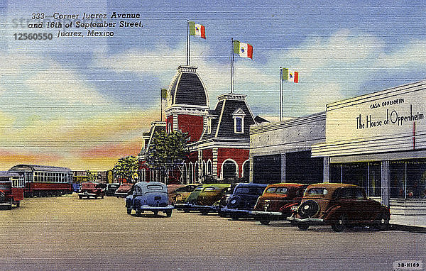 Ecke Juarez Avenue und 16th of September Street  Juarez  Mexiko  1943. Künstler: Unbekannt