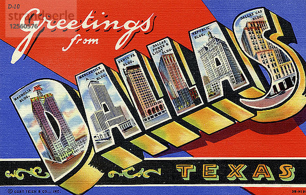 Grüße aus Dallas  Texas  Postkarte  1943. Künstler: Unbekannt