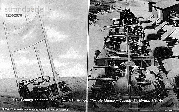 Schießschüler auf der 50-Kaliber-Jeep-Range  Flexible Gunnery School  Fort Myers  Florida  USA  1943. Künstler: Southeast Army Air Forces Training Center