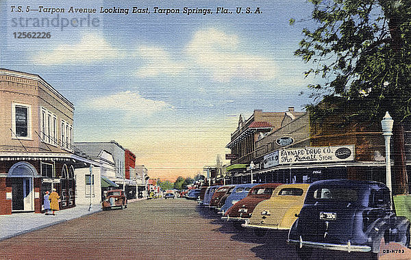 Tarpon Avenue mit Blick nach Osten  Tarpon Springs  Florida  USA  1940. Künstler: Unbekannt