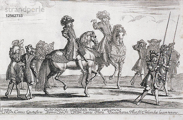 Die Krönung König Karls XI. (Karl XI.) von Schweden  1675. Künstler: Unbekannt