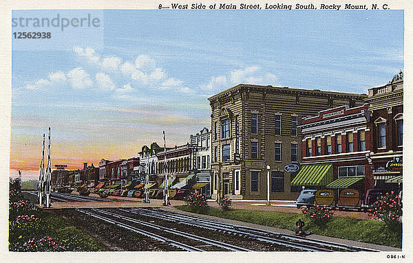 Westseite der Main Street  Blick nach Süden  Rocky Mount  North Carolina  USA  1940. Künstler: Unbekannt