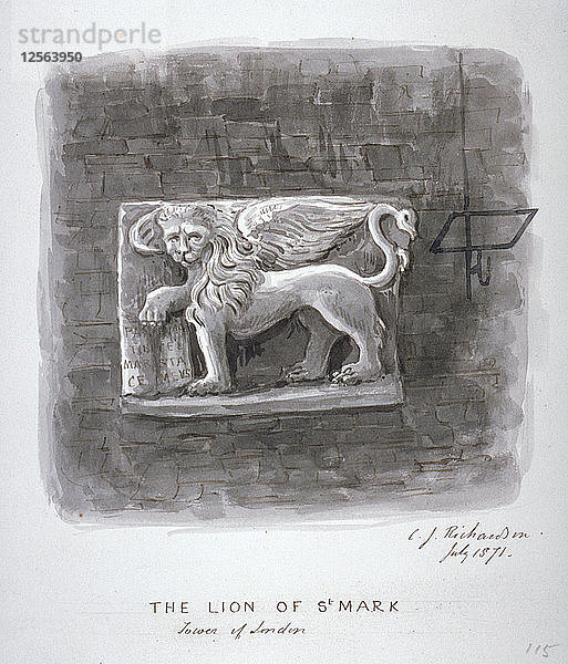 Der Löwe von St. Mark  Tower of London  1871. Künstler: Charles James Richardson